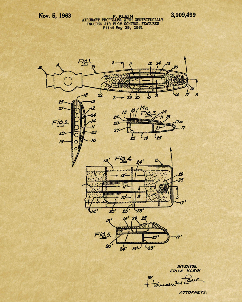 Aircraft Propeller Blueprint Aircraft Poster Airplane Patent Print
