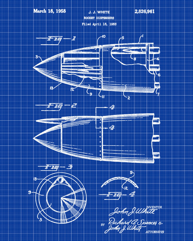 Rocket Dispenser Patent Print Military Aircraft Flying Poster