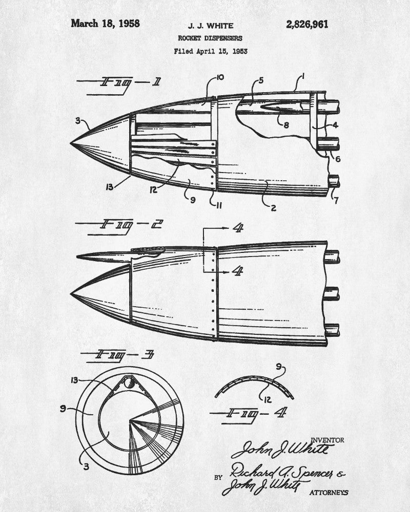 Rocket Dispenser Patent Print Military Aircraft Flying Poster