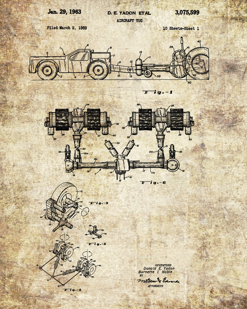 Aircraft Tug Patent Print Ground Crew Flying Poster