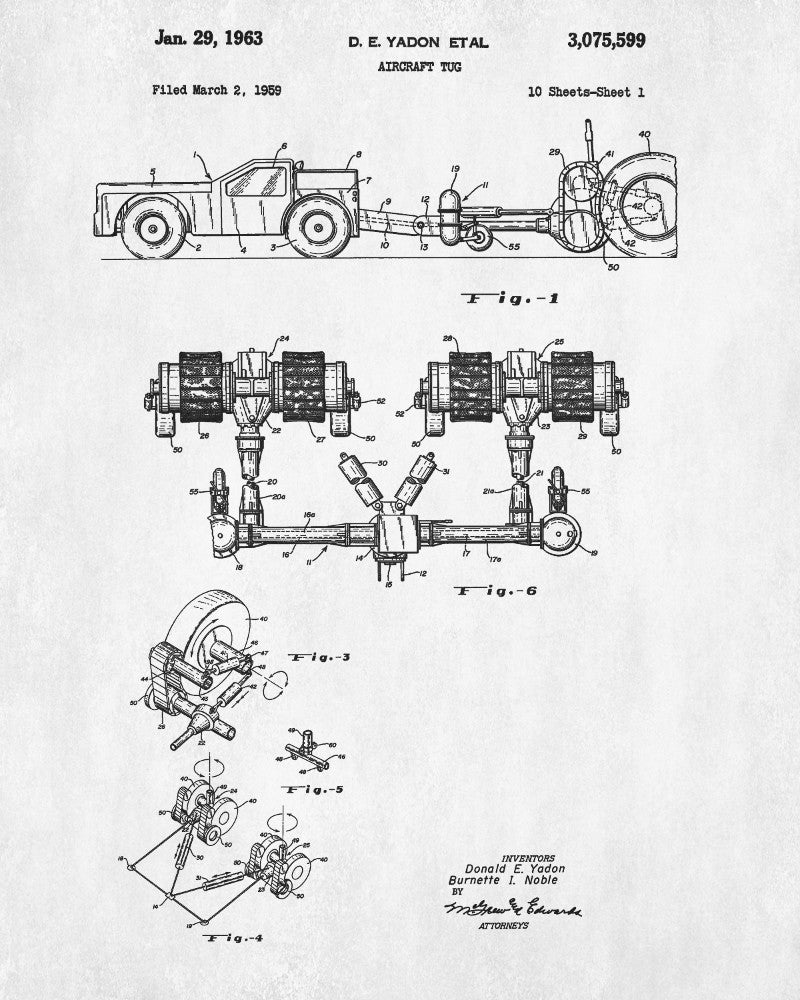 Aircraft Tug Patent Print Ground Crew Flying Poster