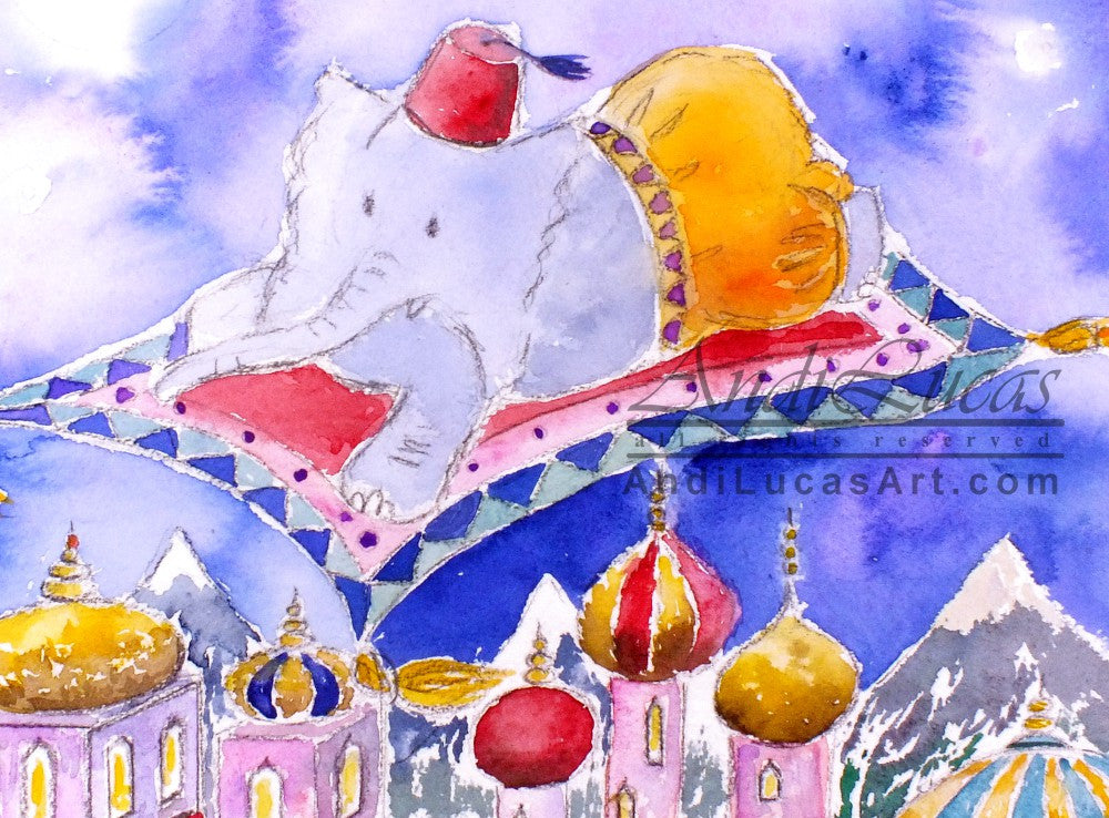 Aladdin Elephant Cute Children's Nursery Wall Art Print - OnTrendAndFab