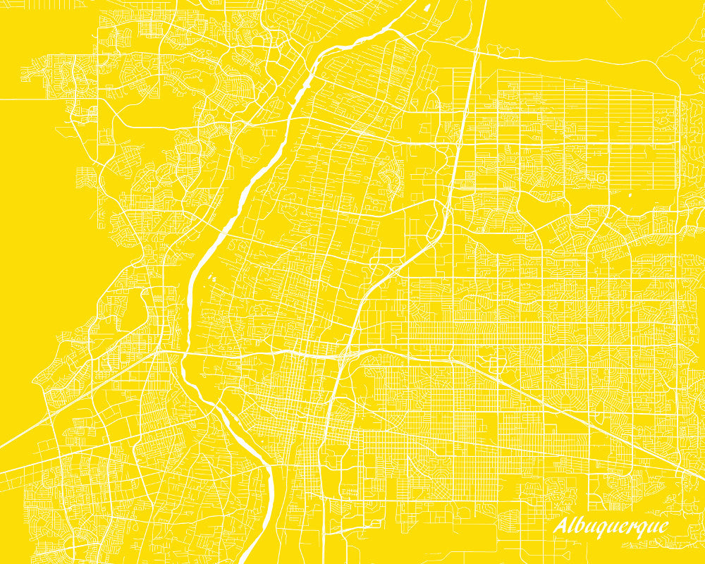 Albuquerque City Street Map Print Feature Wall Art Poster