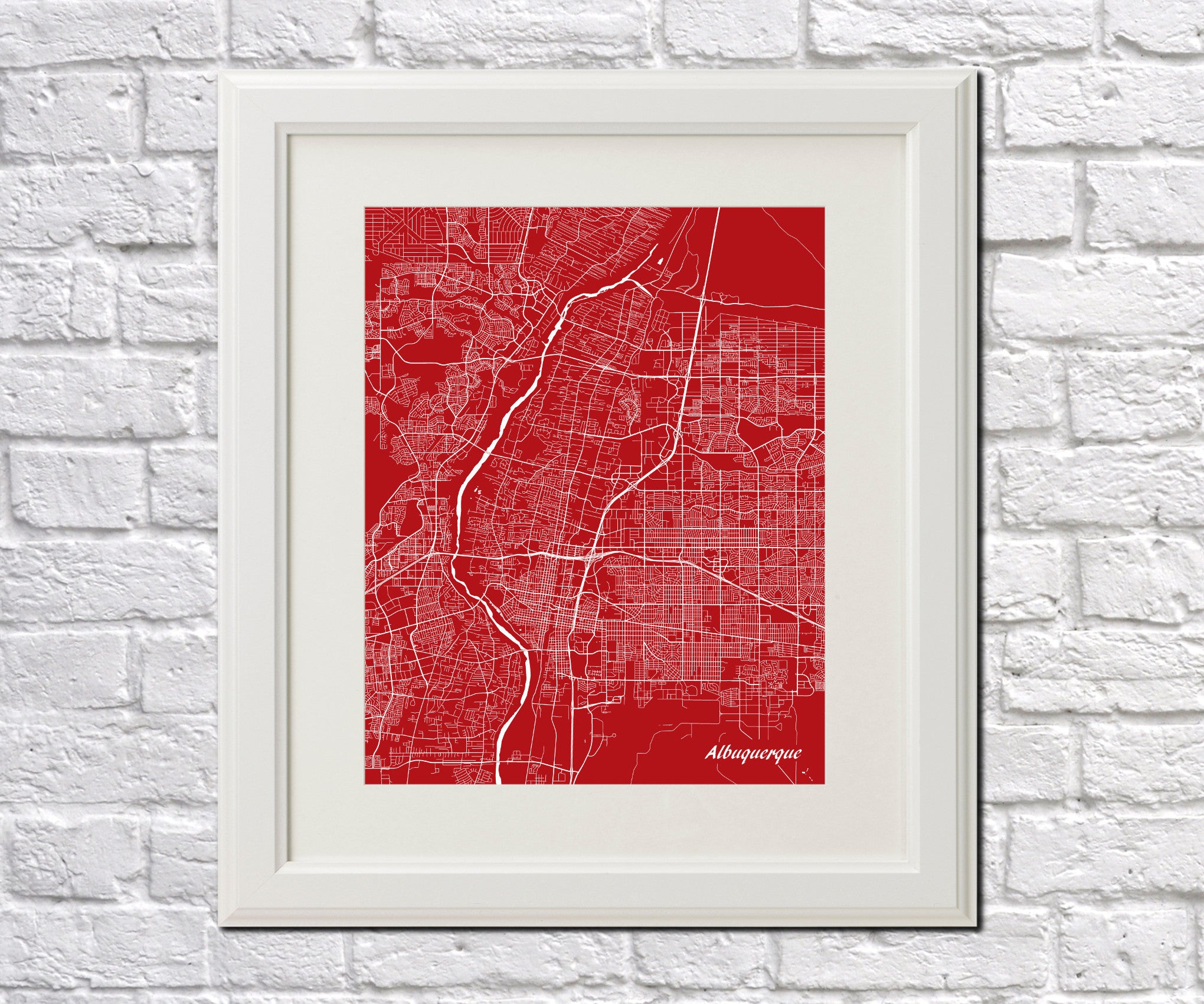 Albuquerque City Street Map Print Feature Wall Art Poster