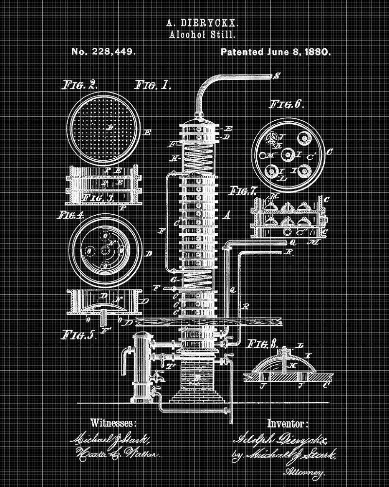 Alcohol Still Blueprint Moonshine Print Wall Art Poster - OnTrendAndFab
