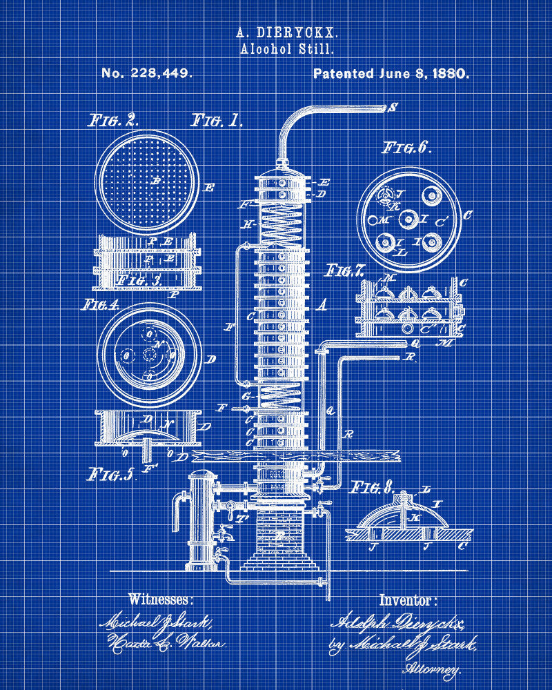 Alcohol Still Blueprint Moonshine Print Wall Art Poster - OnTrendAndFab