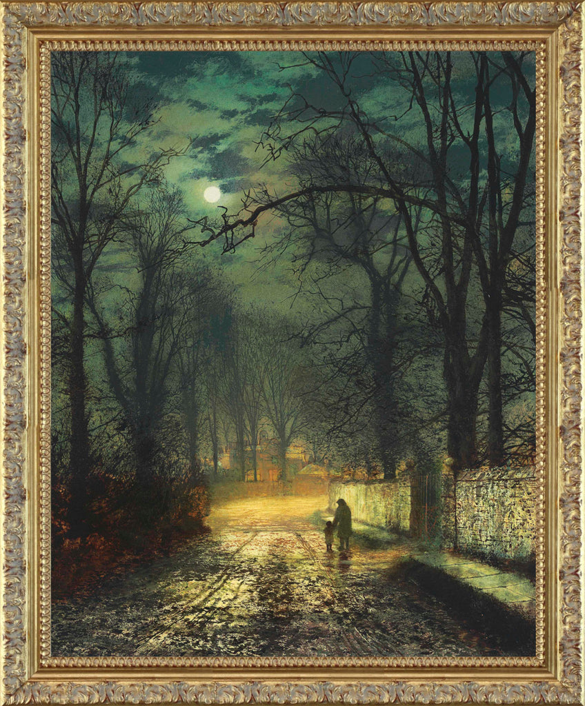 John Atkinson Grimshaw, A Moonlit Lane, Gallery Quality Canvas Reproduction