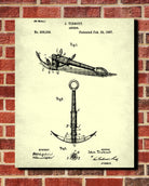 Anchor Patent Art Nautical Blueprint Print Sailing Poster - OnTrendAndFab