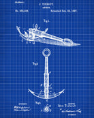 Anchor Patent Art Nautical Blueprint Print Sailing Poster - OnTrendAndFab