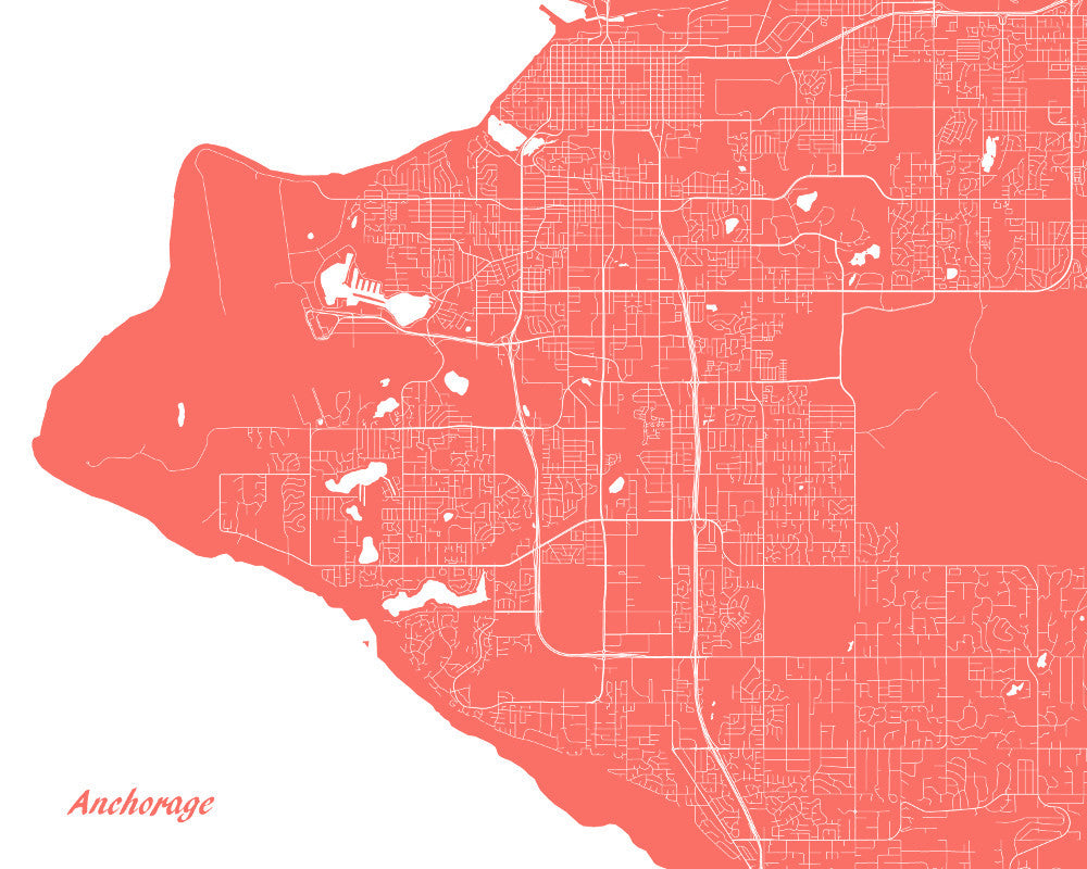 Anchorage City Street Map Print Custom Wall Map - OnTrendAndFab