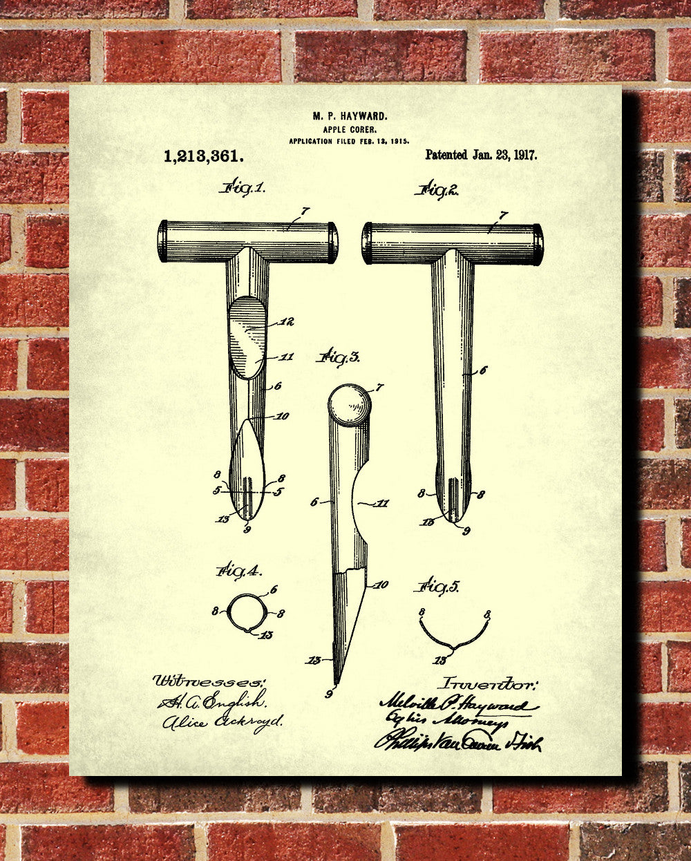 Apple Corer Patent Print Kitchen Blueprint Poster - OnTrendAndFab