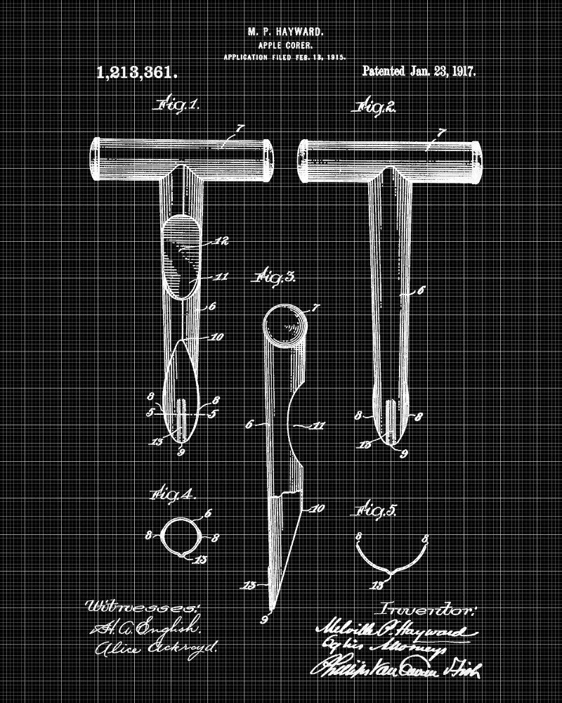Apple Corer Patent Print Kitchen Blueprint Poster - OnTrendAndFab
