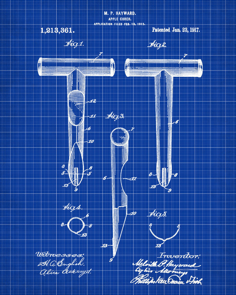 Apple Corer Patent Print Kitchen Blueprint Poster - OnTrendAndFab