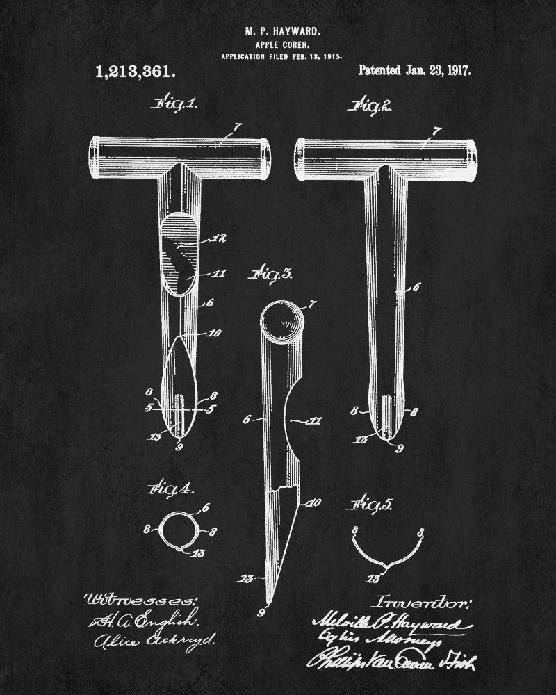 Apple Corer Patent Print Kitchen Blueprint Poster - OnTrendAndFab