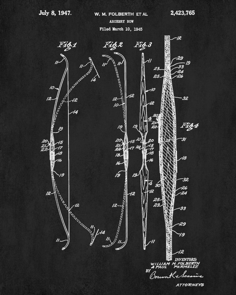 Archery Poster Archer Patent Print Bow Blueprint