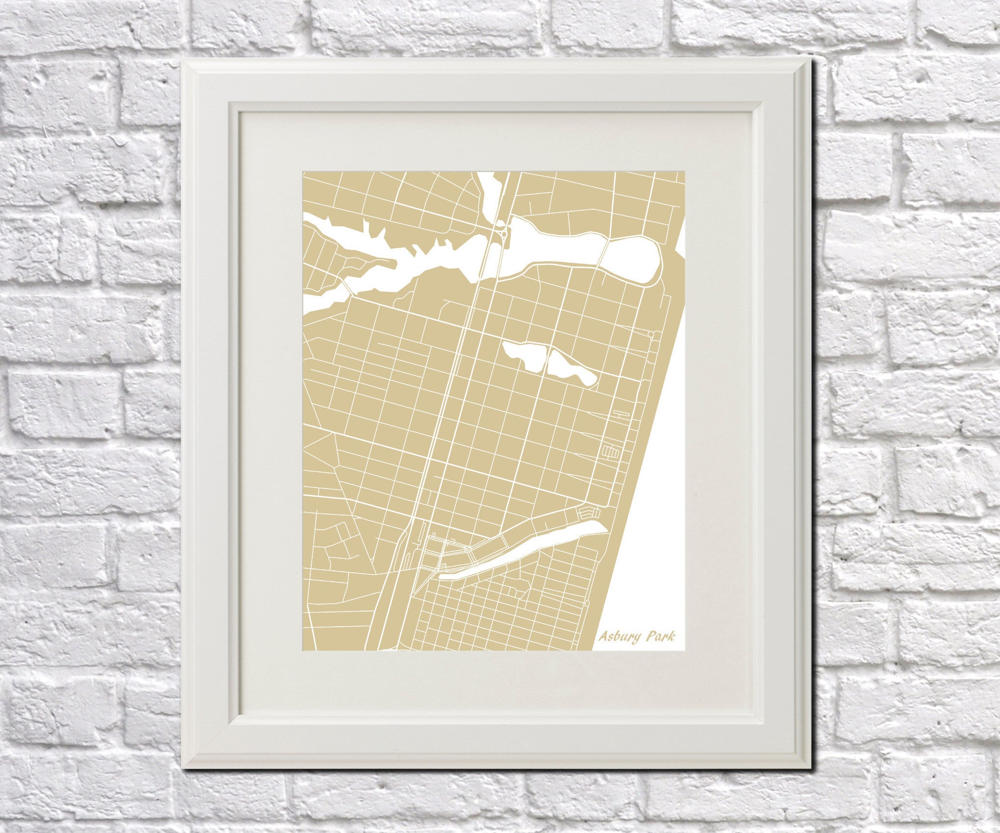 Asbury Park City Street Map Print Feature Wall Art Poster