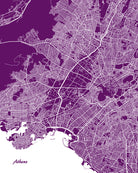 Athens City Street Map Print Feature Wall Art Poster