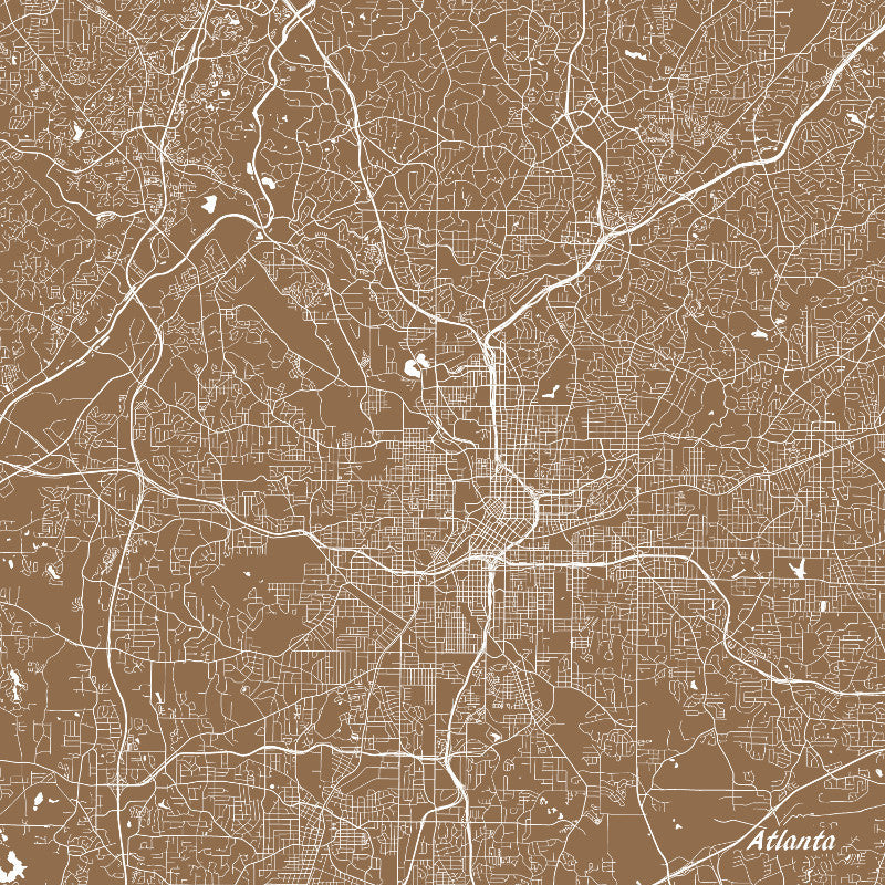 Atlanta, Georgia City Street Map Print Custom Wall Map