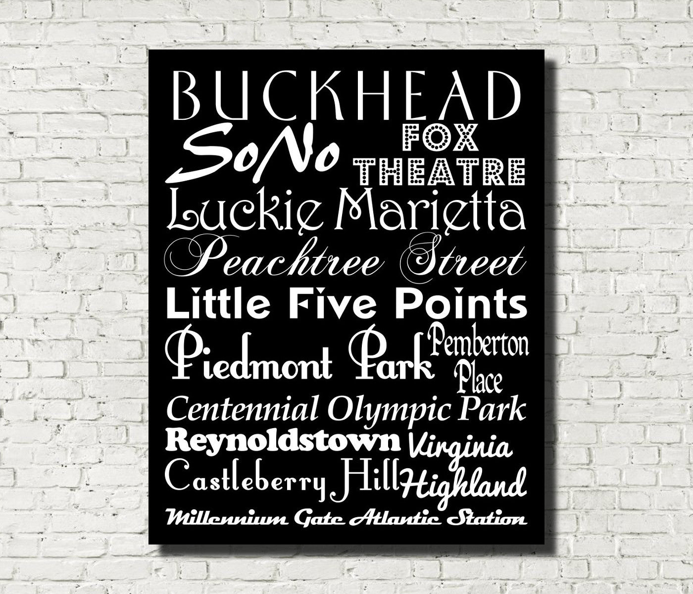 Atlanta Neighbourhood Print Typography Scroll