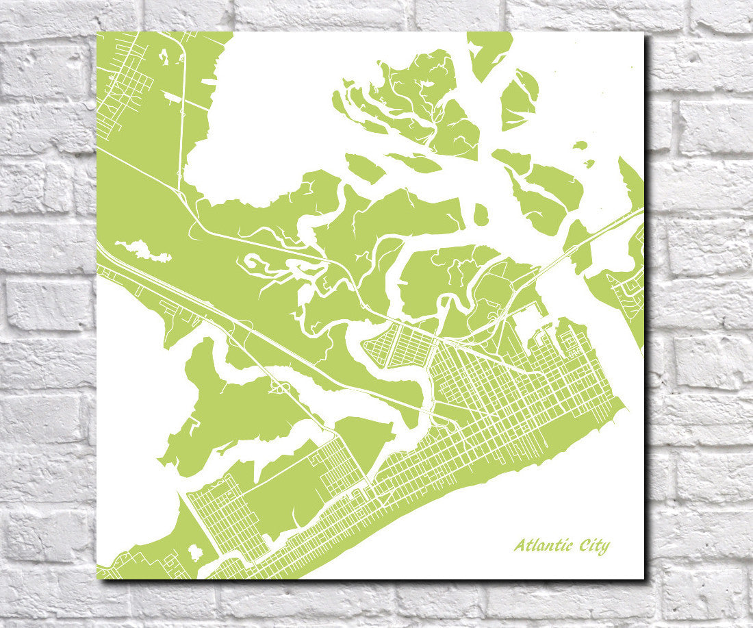 Atlantic City, New Jersey City Street Map Print Custom Wall Map
