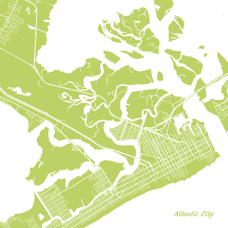 Atlantic City, New Jersey City Street Map Print Custom Wall Map