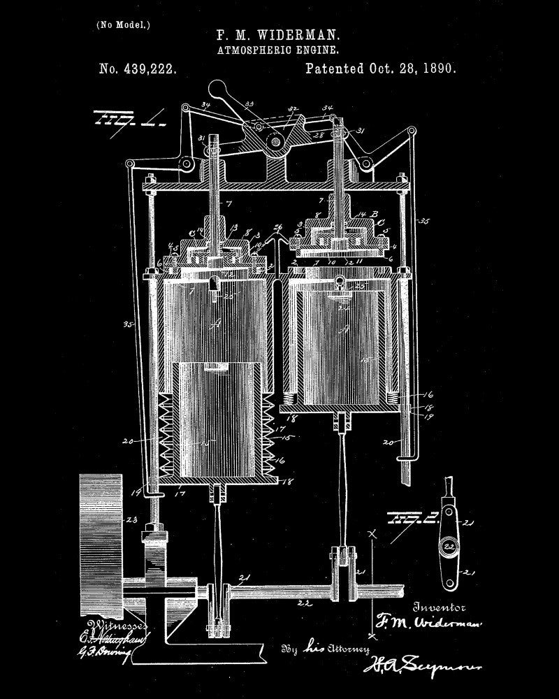 Atmospheric Engine Blueprint Vintage Engineering Patent - OnTrendAndFab