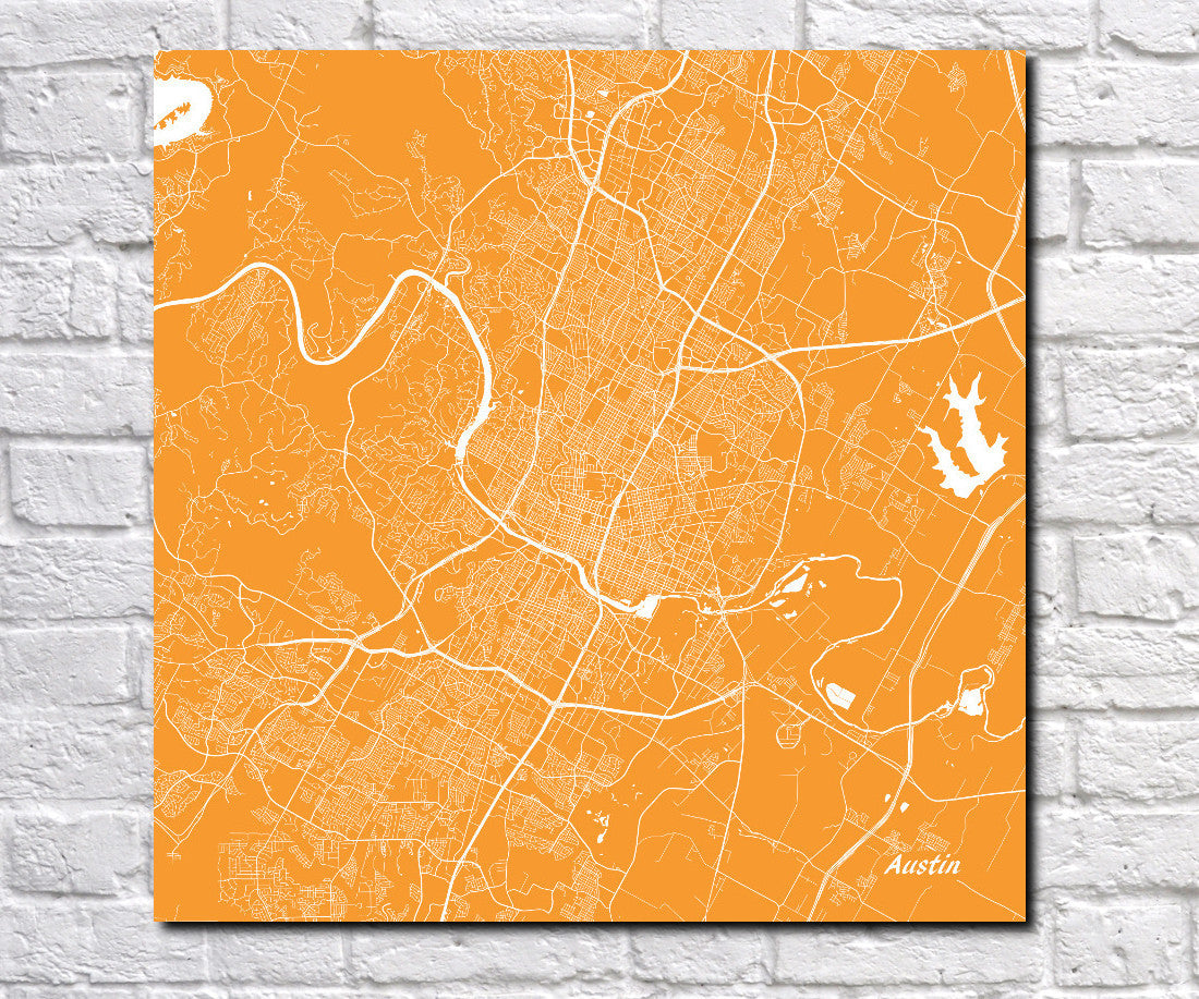 Austin City Street Map Print Custom Map Poster Austin Texas - OnTrendAndFab