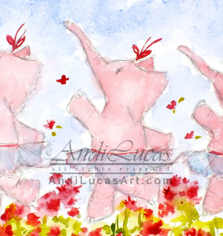 Ballerina Elephants Cute Children's Nursery Wall Art Print - OnTrendAndFab
