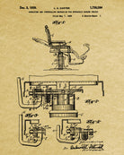 Barber Chair Patent Print Hairdressing Salon Wall Art Poster