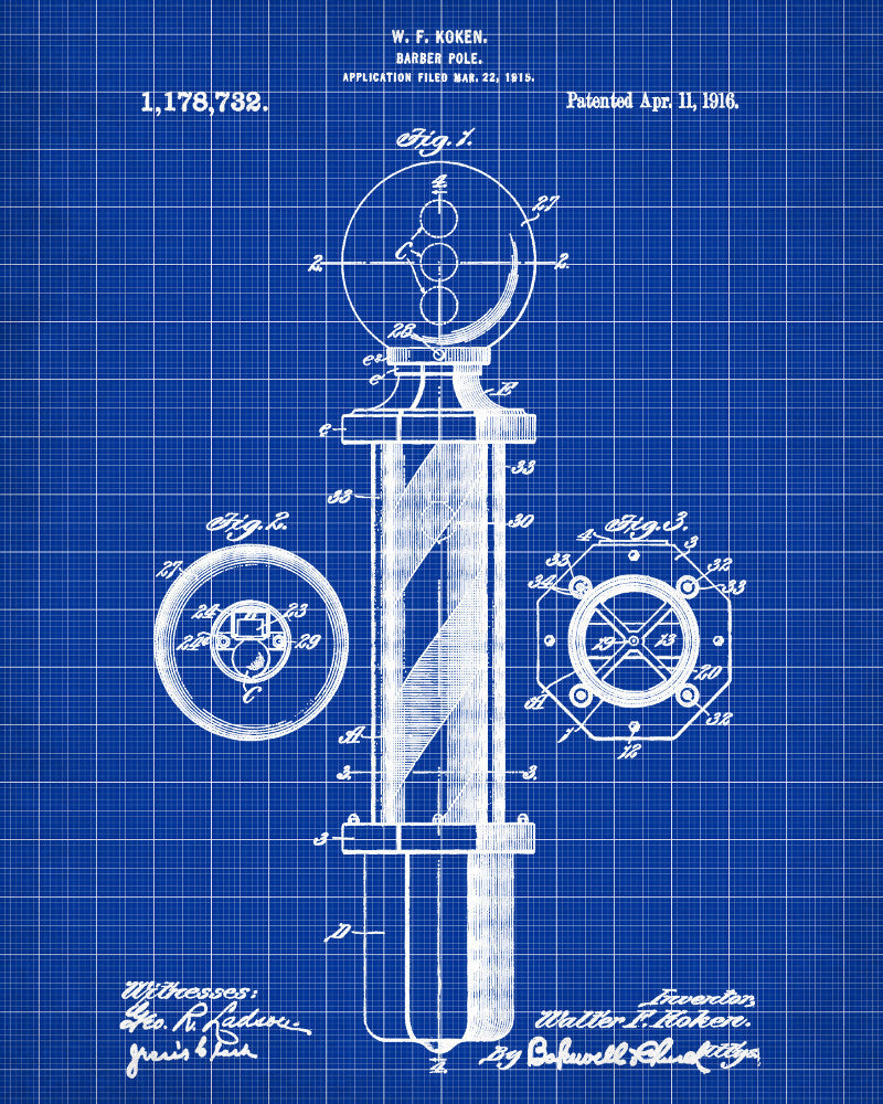 Barber Pole Patent Print Hairdressing Wall Art Poster - OnTrendAndFab
