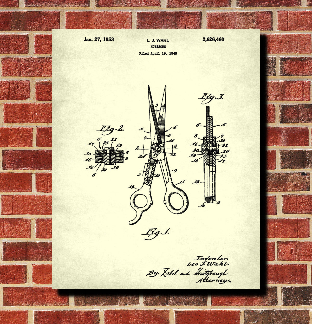 Barbers Scissors Patent Print Hairdressing Wall Art Poster