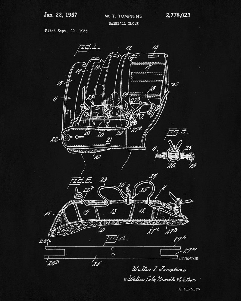 Baseball Glove Patent Print Sports Blueprint Poster - OnTrendAndFab