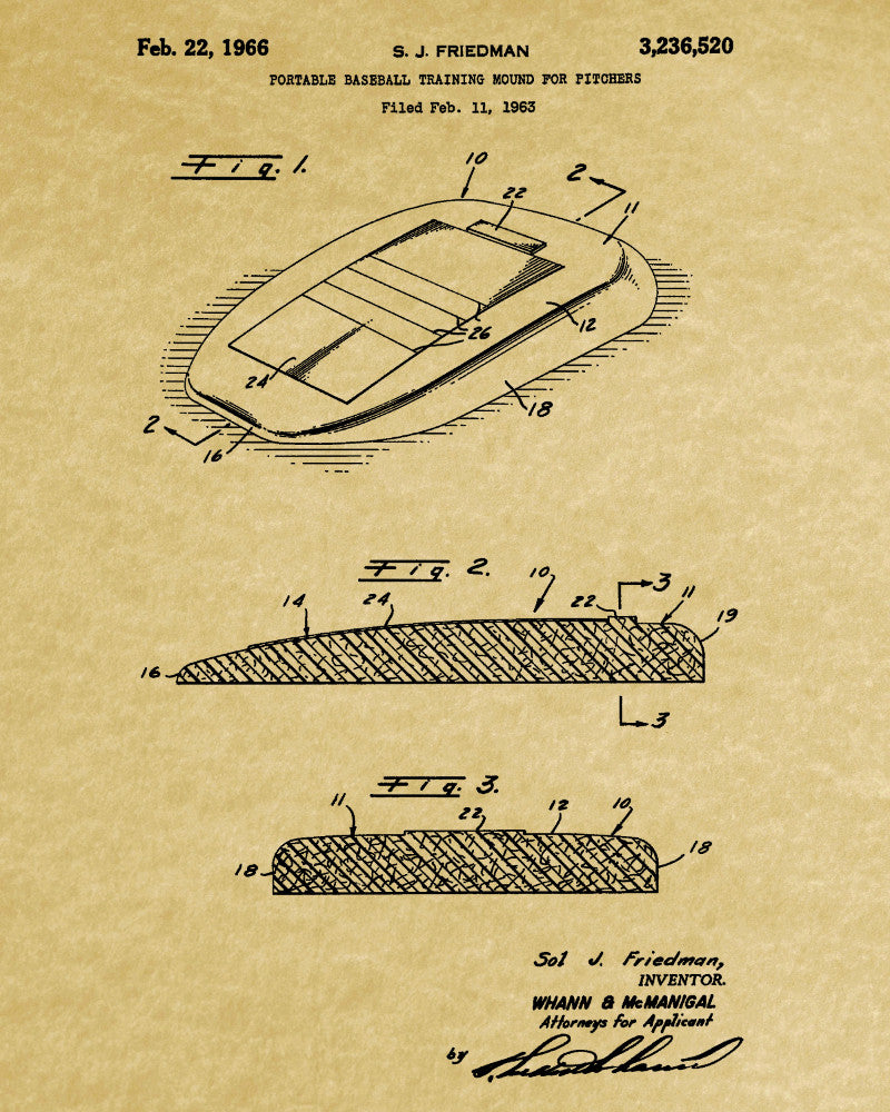 Baseball Training Mound Patent Print Sports Poster