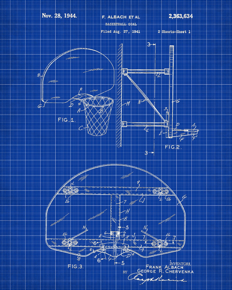 Basketball Hoop Patent Print Sports Blueprint Poster - OnTrendAndFab