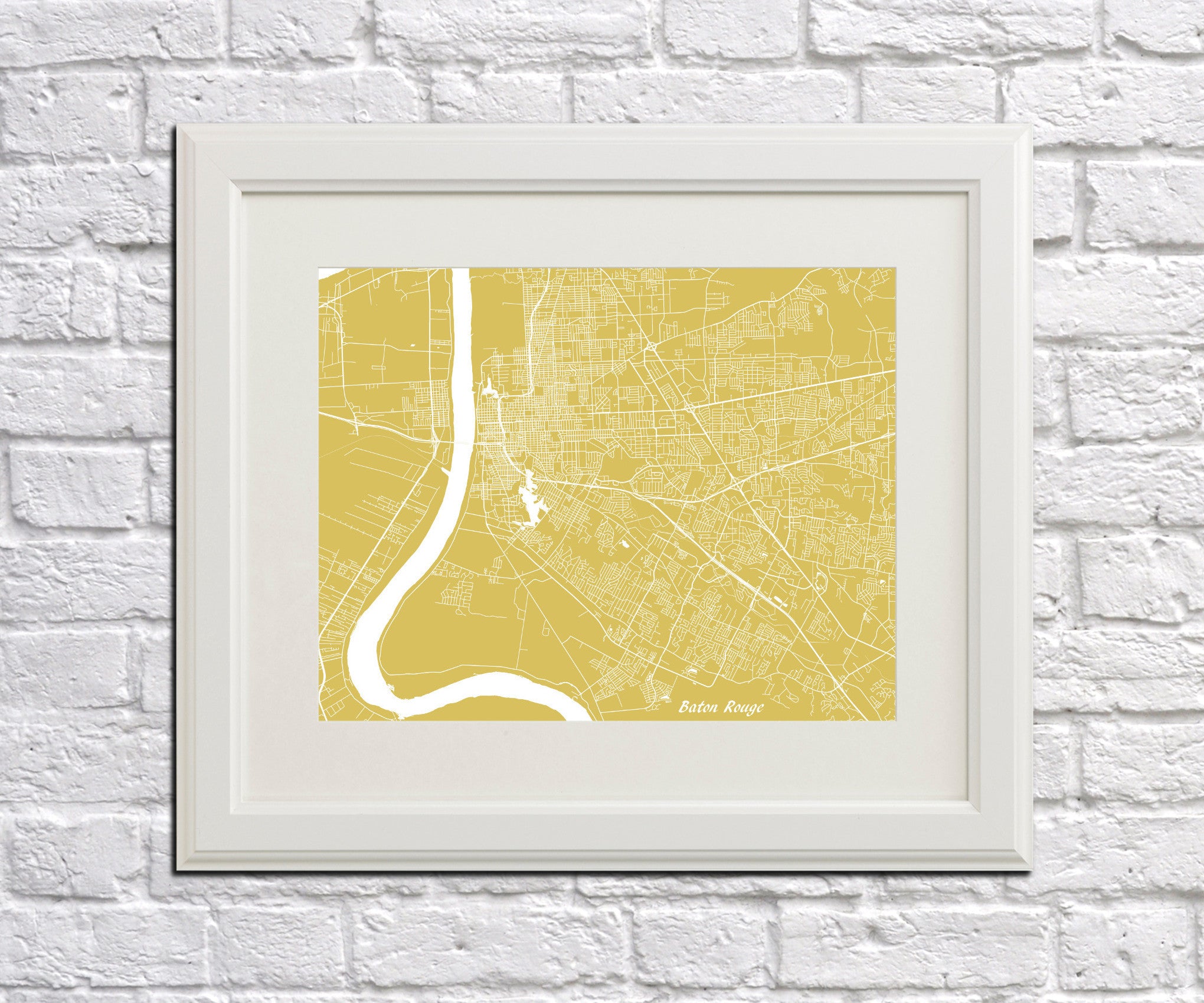 Baton Rouge, Louisiana Street Map Print Feature Wall Art Poster