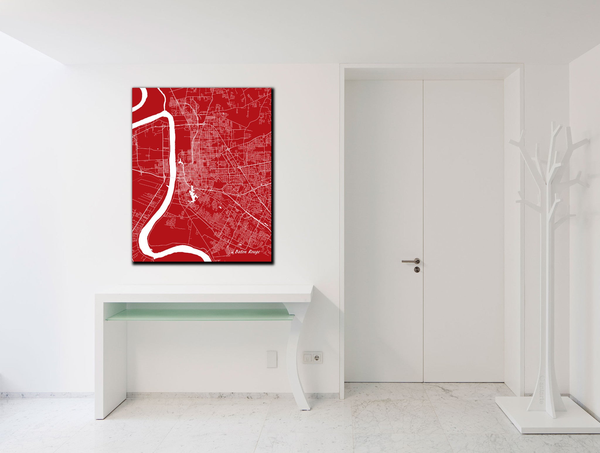 Baton Rouge, Louisiana Street Map Print Feature Wall Art Poster