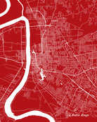 Baton Rouge, Louisiana Street Map Print Feature Wall Art Poster