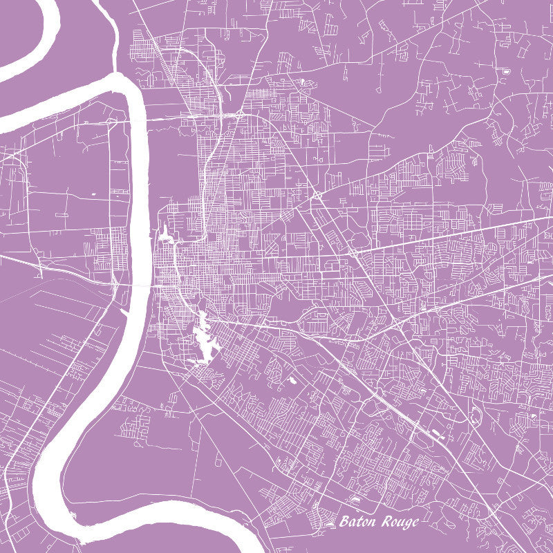 Baton Rouge, Louisiana Street Map Print Custom Wall Map