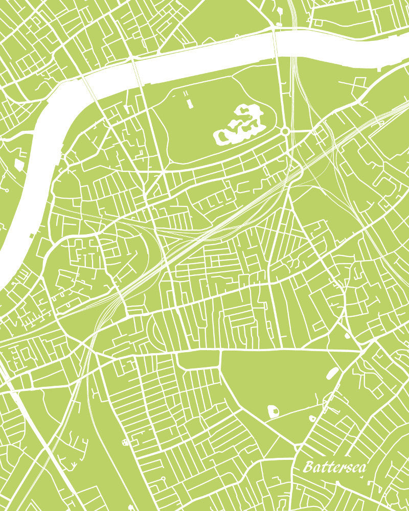 Battersea London Street Map Print Feature Wall Art Poster