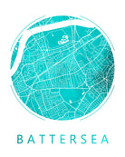 Battersea, London Street Map Custom Wall Map Poster