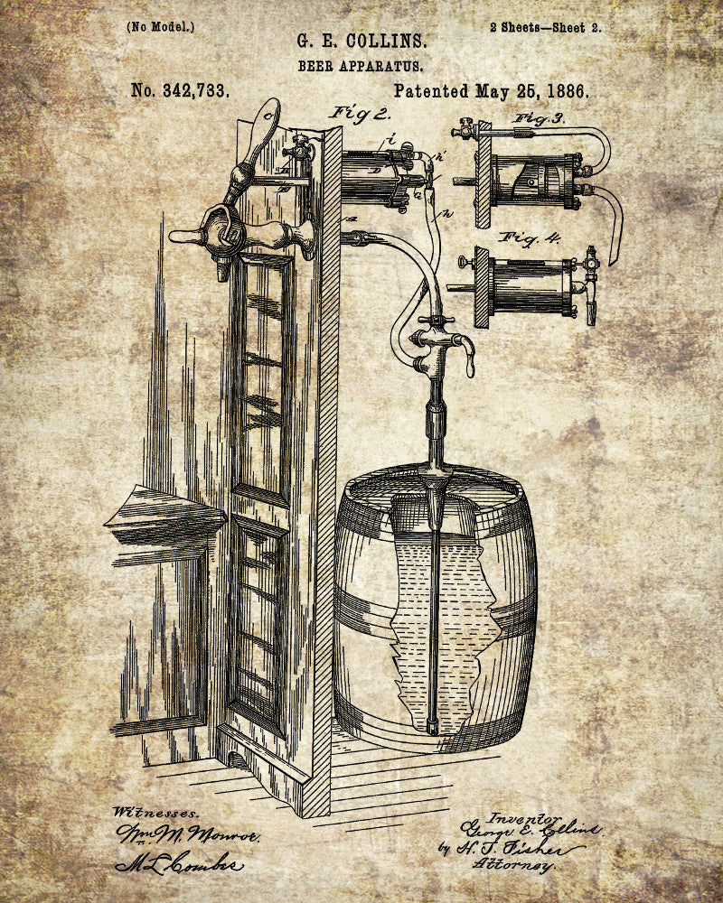 Bar Poster Beer Patent Print Cafe Art Pub Wall Poster - OnTrendAndFab
