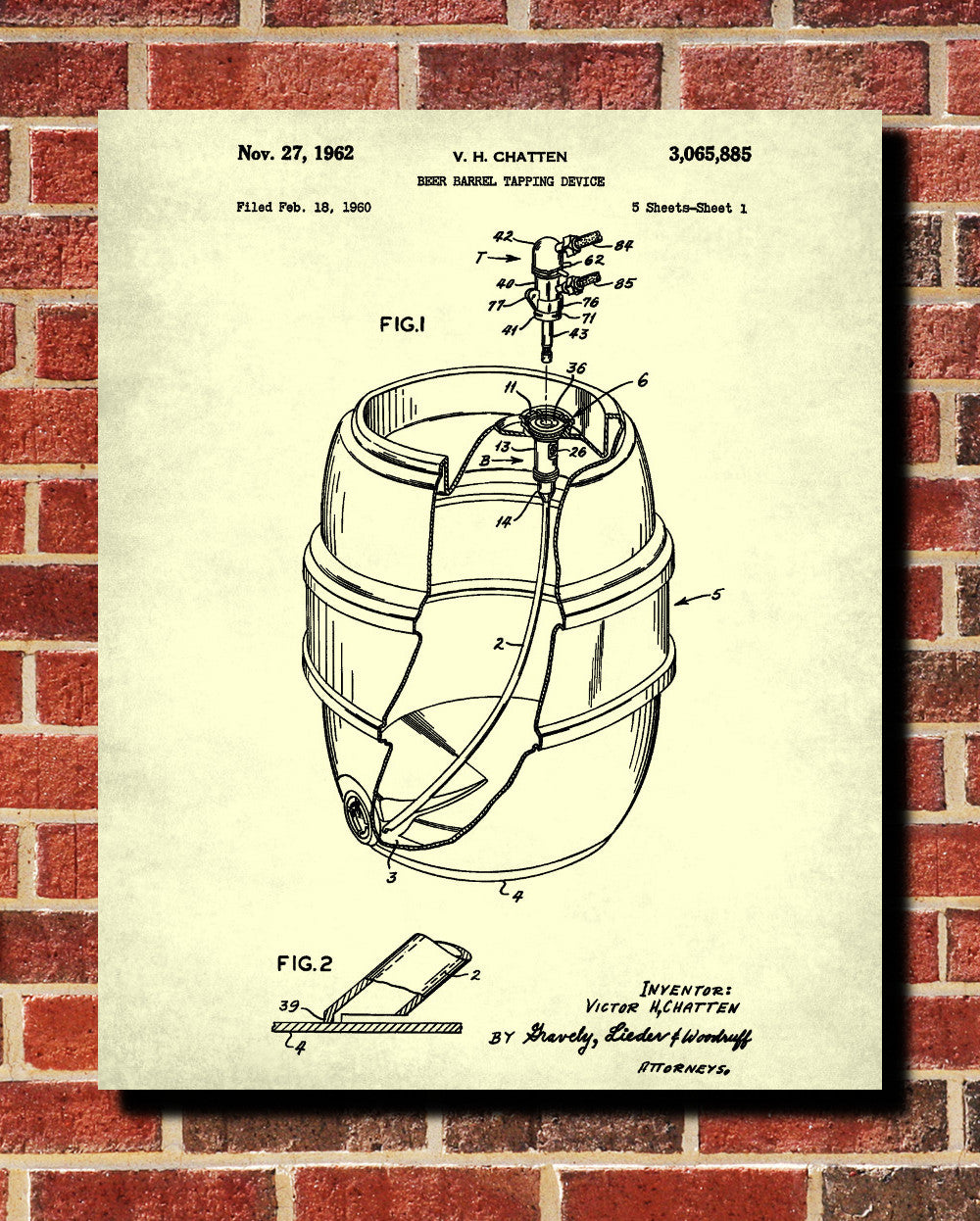 Beer Patent Print Bar Poster Pub Wall Poster Cafe Art - OnTrendAndFab