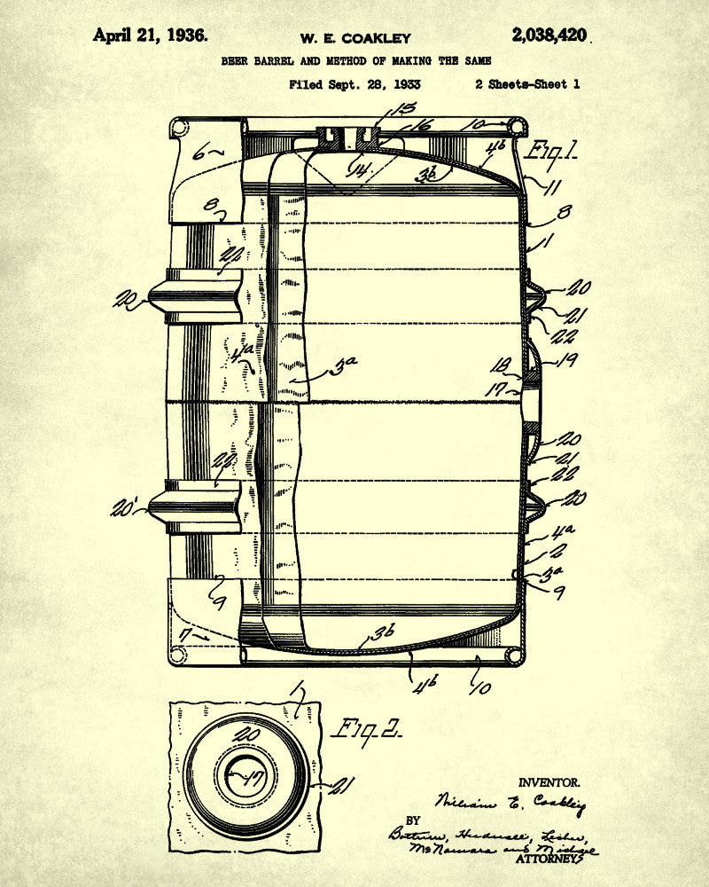 Beer Patent Print Cafe Poster Bar Art Pub Wall Poster - OnTrendAndFab