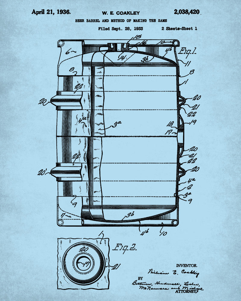Beer Patent Print Cafe Poster Bar Art Pub Wall Poster - OnTrendAndFab