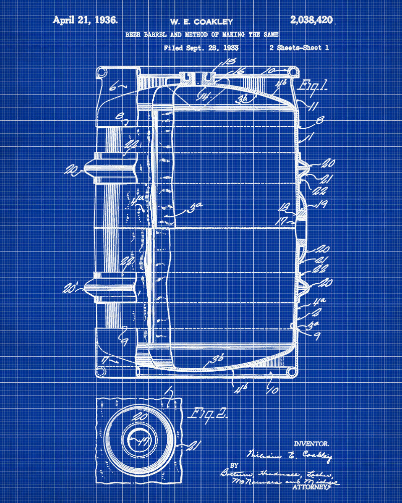 Beer Patent Print Cafe Poster Bar Art Pub Wall Poster - OnTrendAndFab