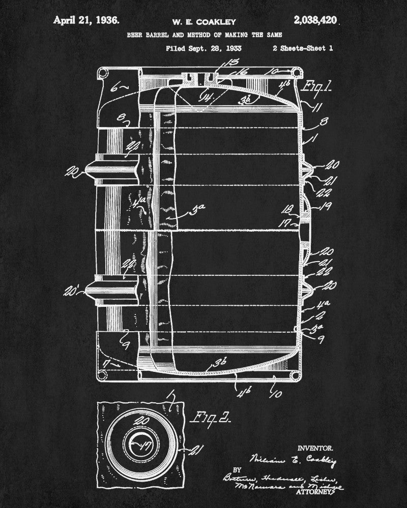Beer Patent Print Cafe Poster Bar Art Pub Wall Poster - OnTrendAndFab