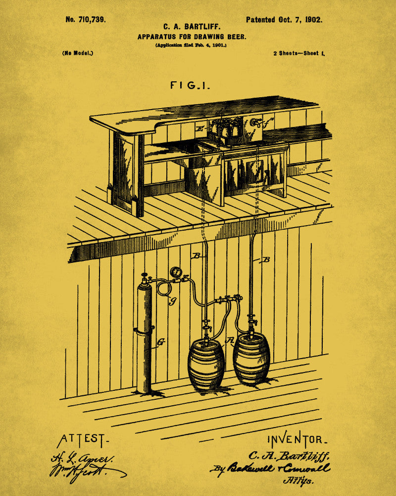 Beer Patent Print Cafe Poster Pub Art Bar Wall Poster - OnTrendAndFab