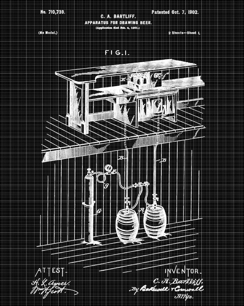 Beer Patent Print Cafe Poster Pub Art Bar Wall Poster - OnTrendAndFab
