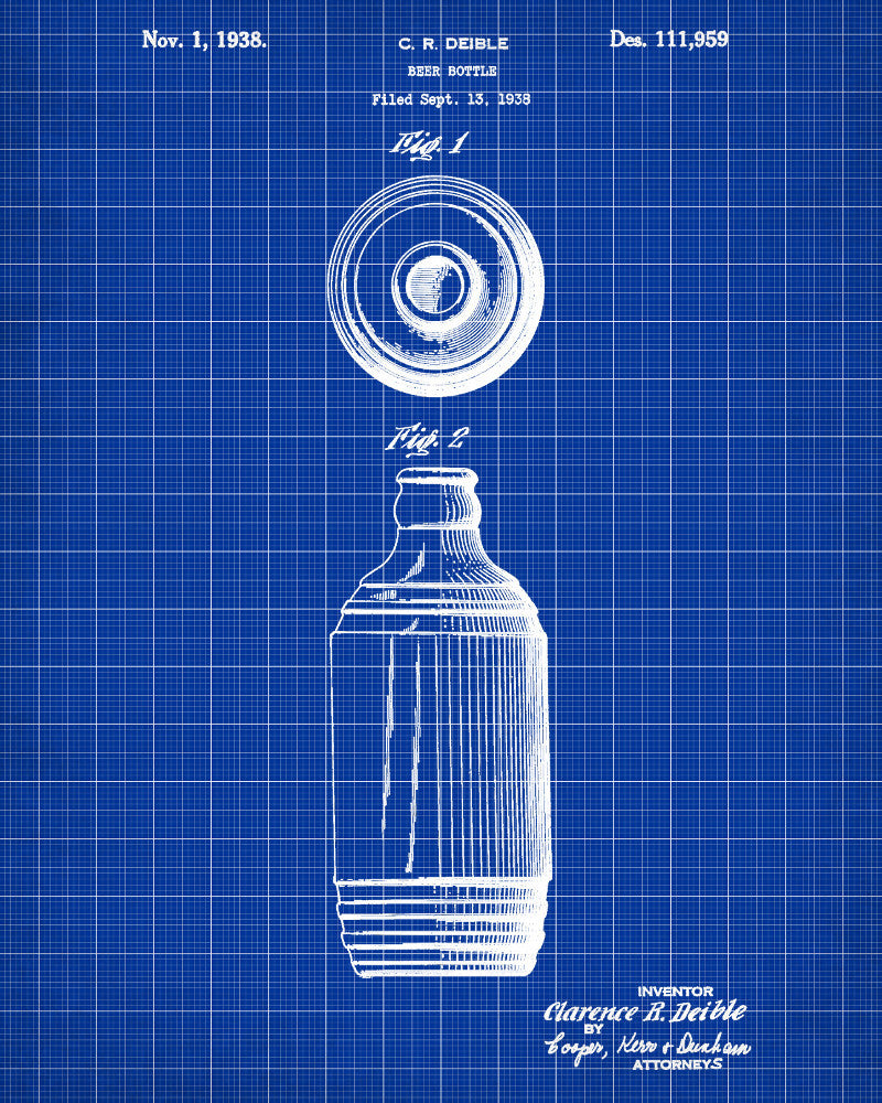 Beer Bottle Patent Print Bar Poster Cafe Art - OnTrendAndFab