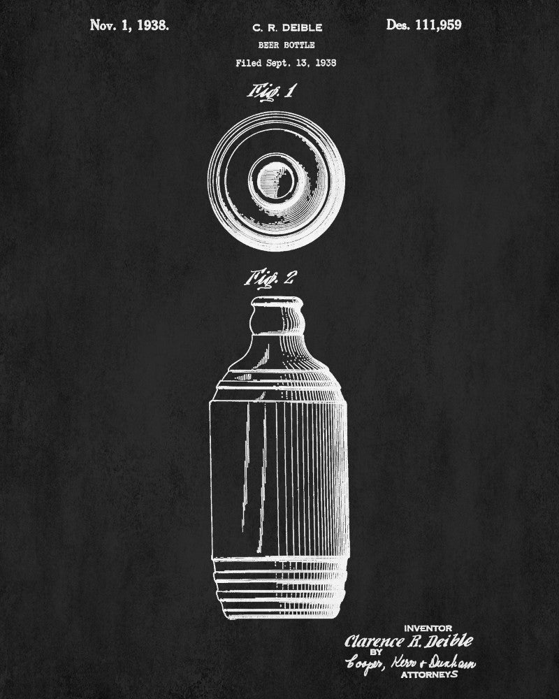 Beer Bottle Patent Print Bar Poster Cafe Art - OnTrendAndFab
